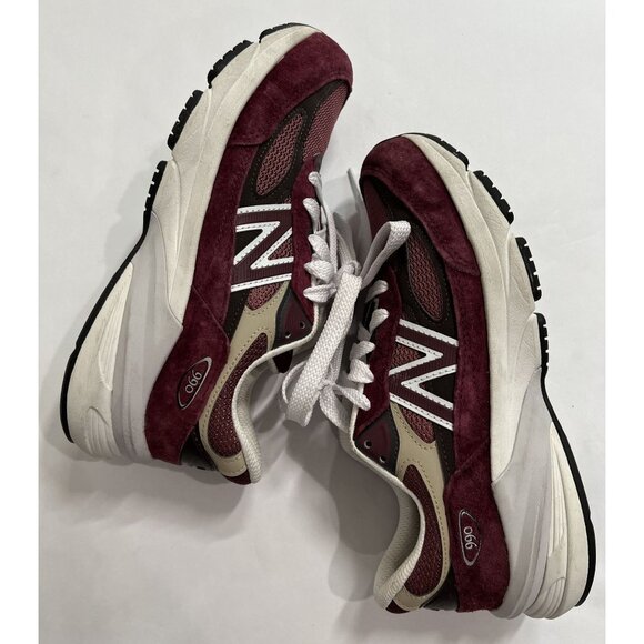 New Balance 990v6 MiUSA Teddy Santis Sneakers in Burgundy Tan